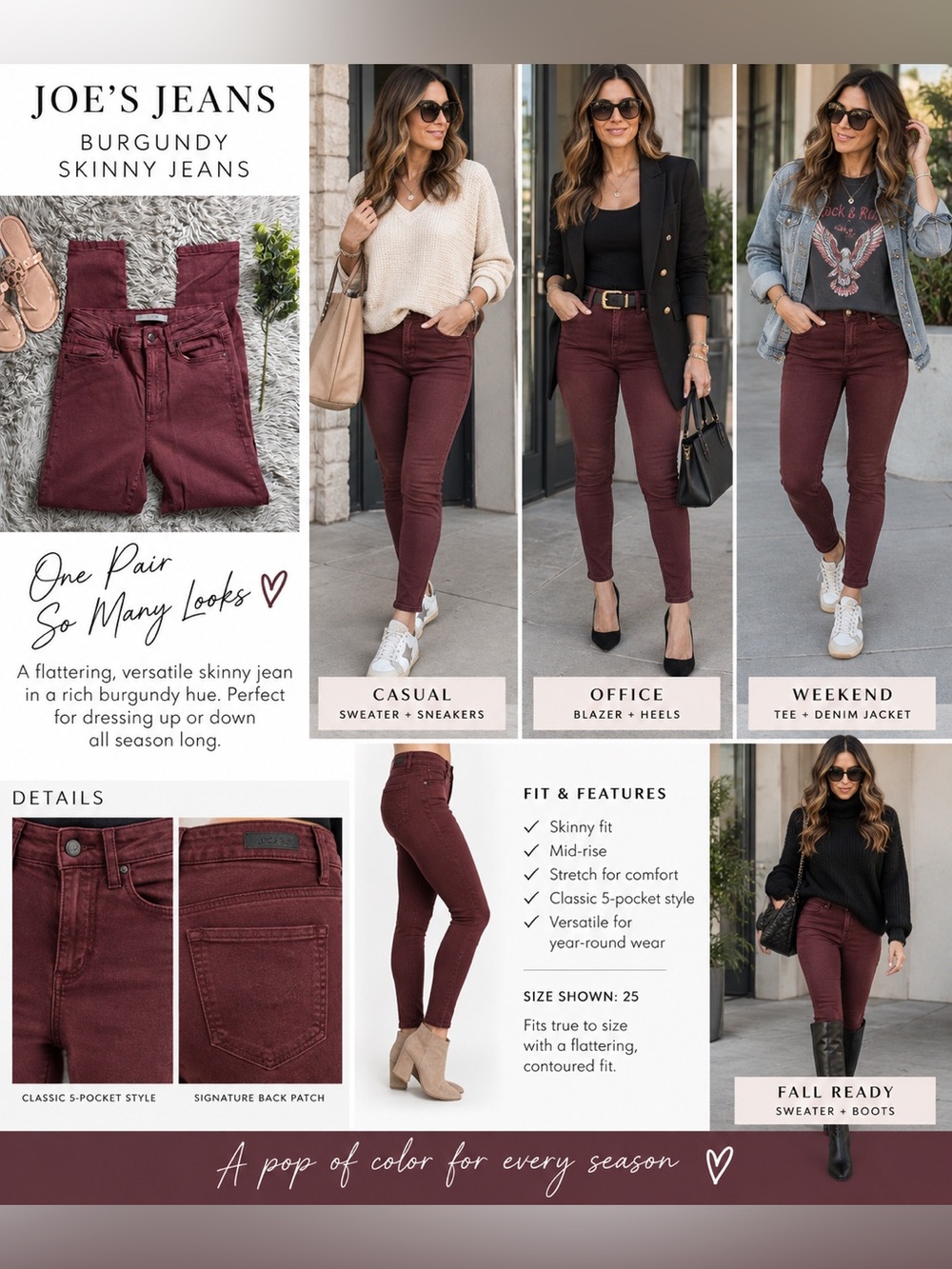 Joe's Jeans burgundy  Skinny Jeans size 25